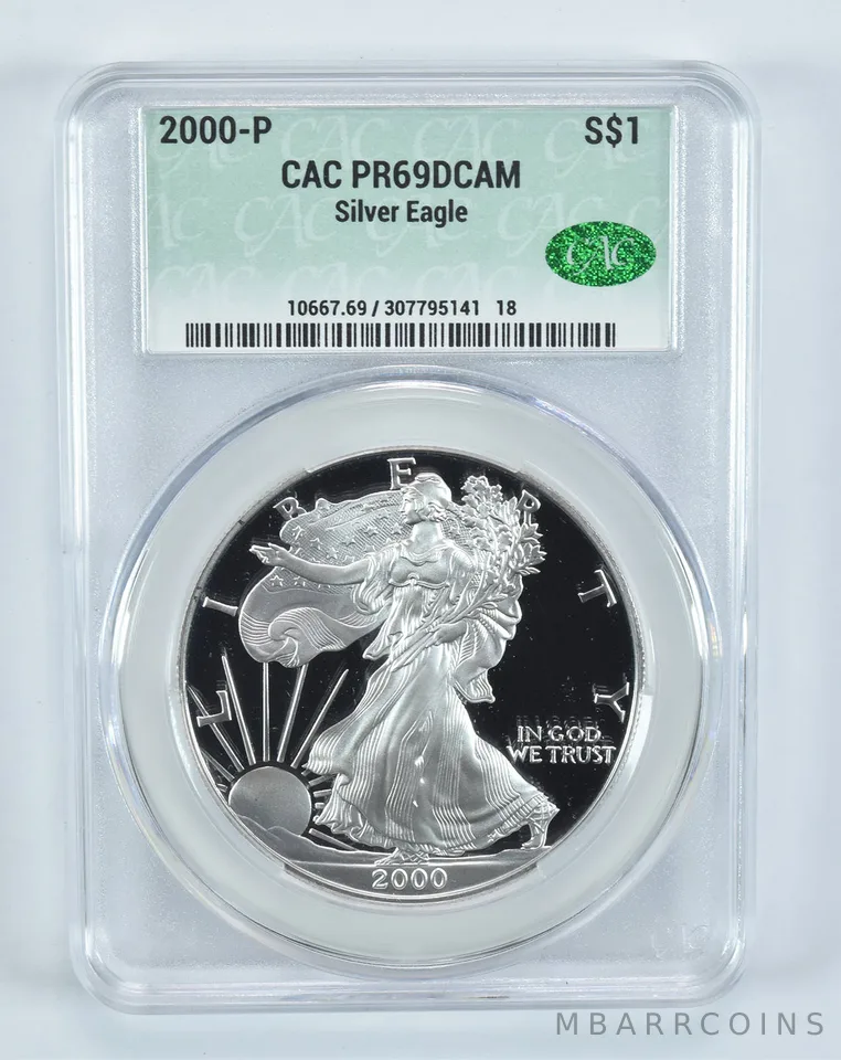 2000-P American Silver Eagle PR69 DCAM CAC CACg