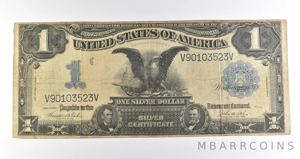 1899 $1 Silver Certificate Black Eagle Blue Seal Large Note *4500