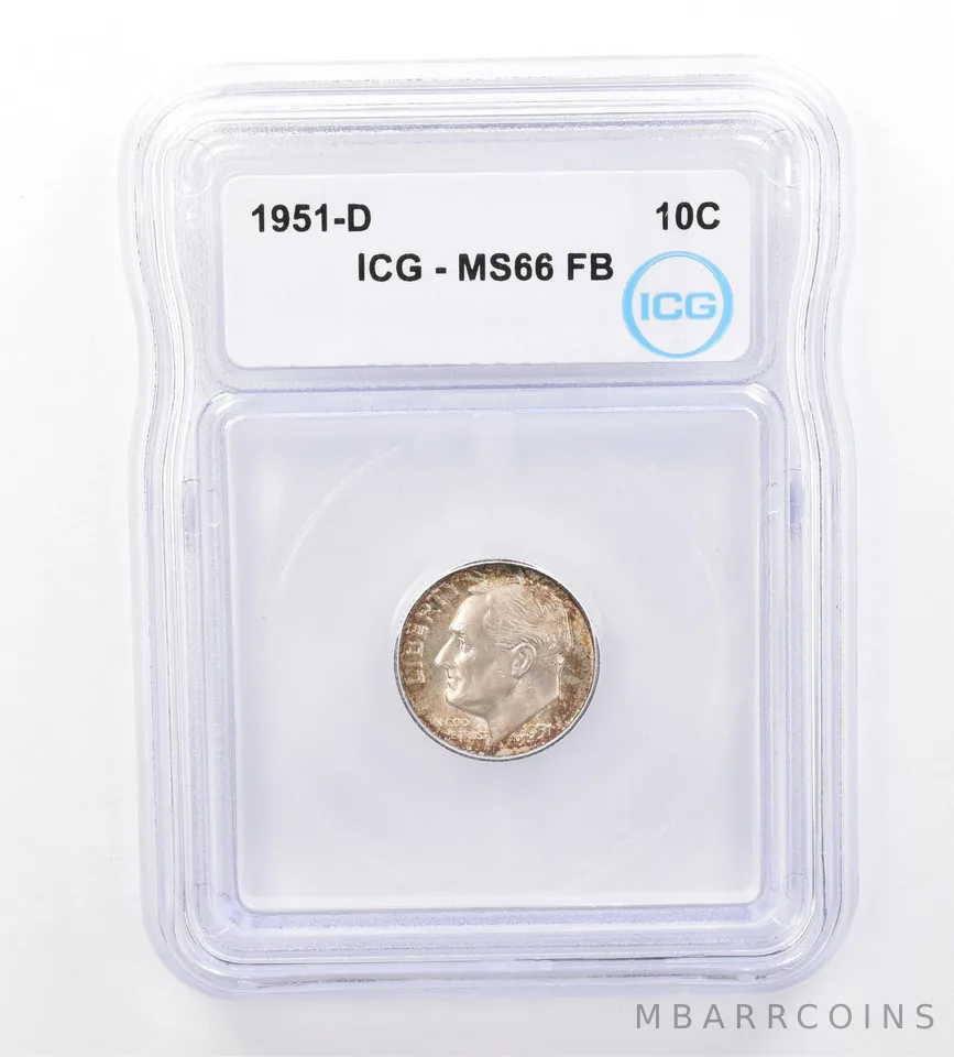1951-D Roosevelt Dime MS66 FB ICG Beautiful Tone a1631