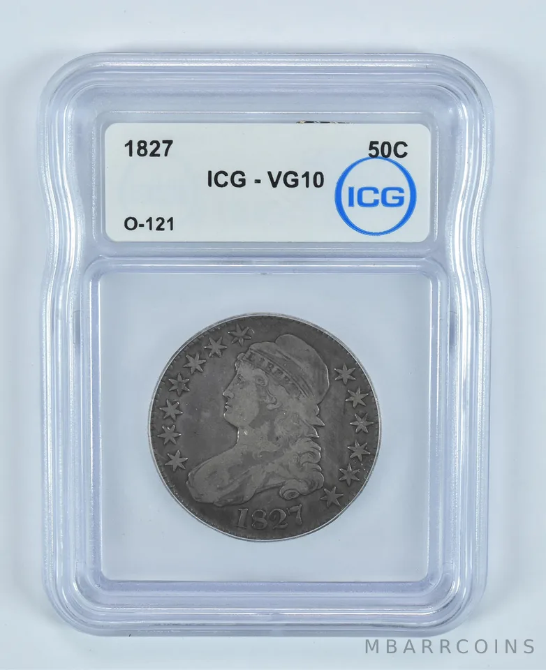 1827 Capped Bust Half Dollar O-121 VG10 ICG *9026