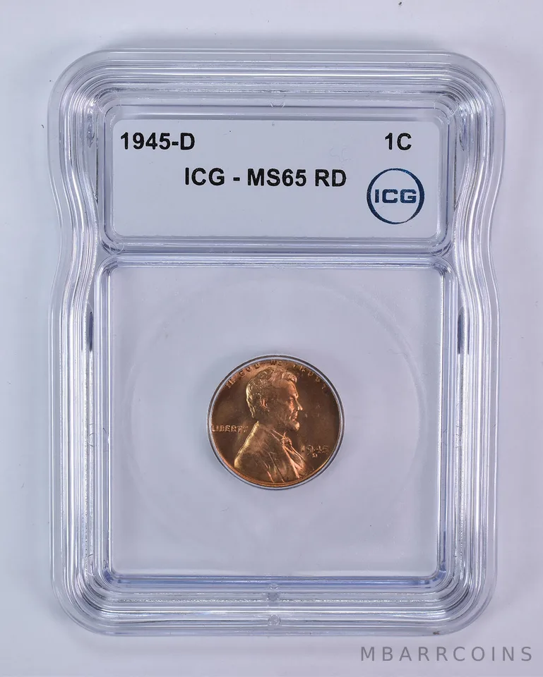 1945-D Lincoln Wheat Cent MS65 RD ICG