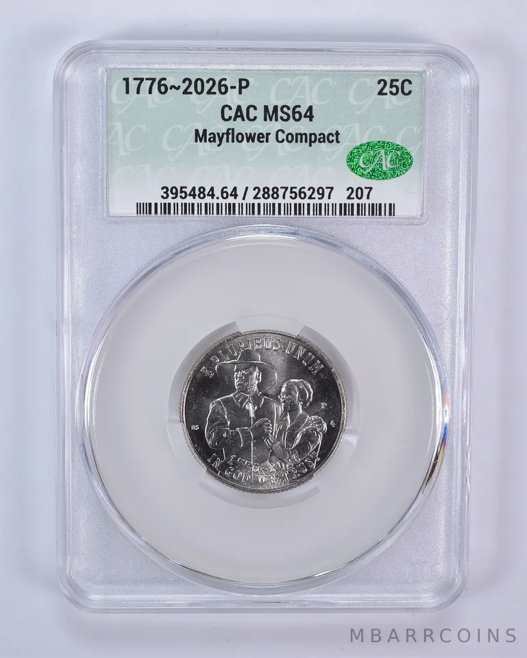 2026-P Mayflower Compact Quarter MS64 CAC CACg