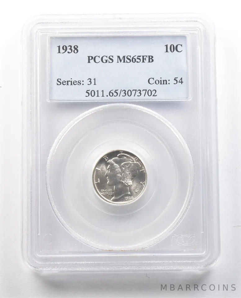 1938 Mercury Dime MS65 FB PQ PCGS *1348