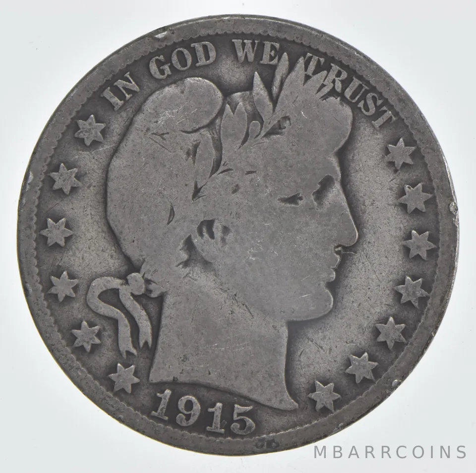 1915-D Barber Half Dollar 90% Silver VG Condition