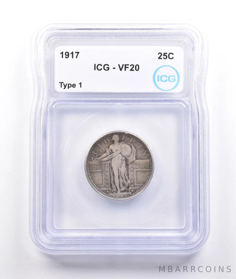 1917 Standing Liberty Quarter Type 1 VF20 ICG *6868