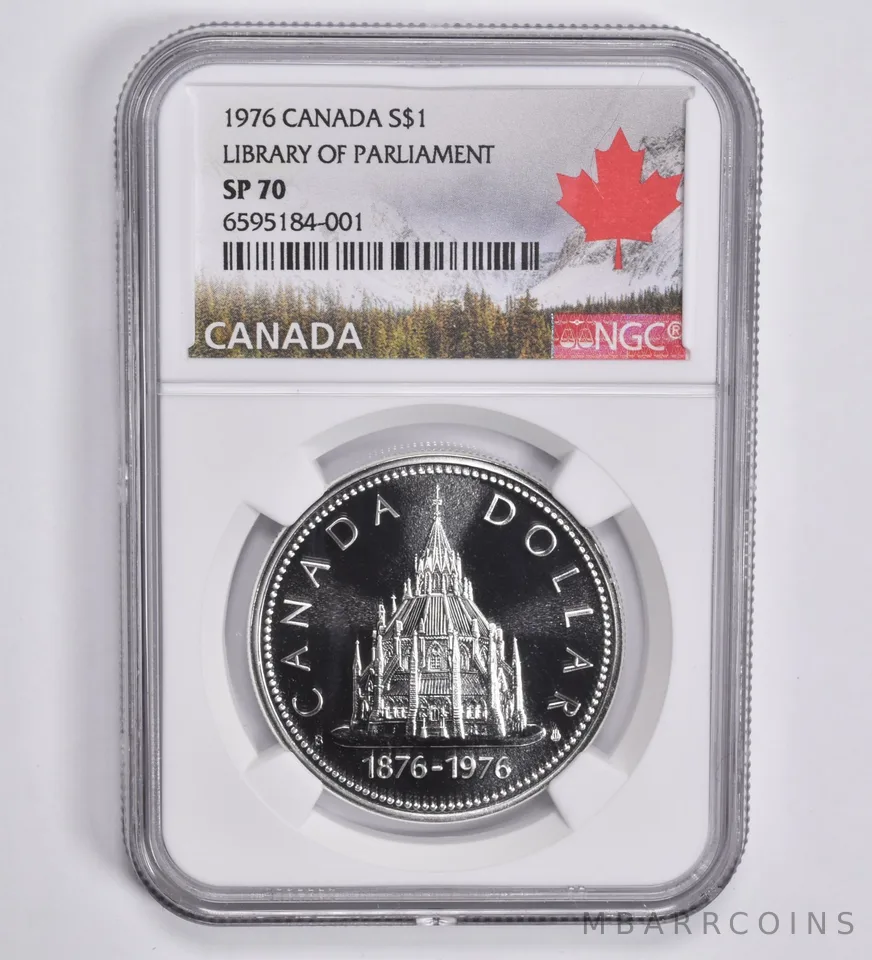 1976 Canadian $1 Silver Dollar Library of Parliament SP70 NGC Canada