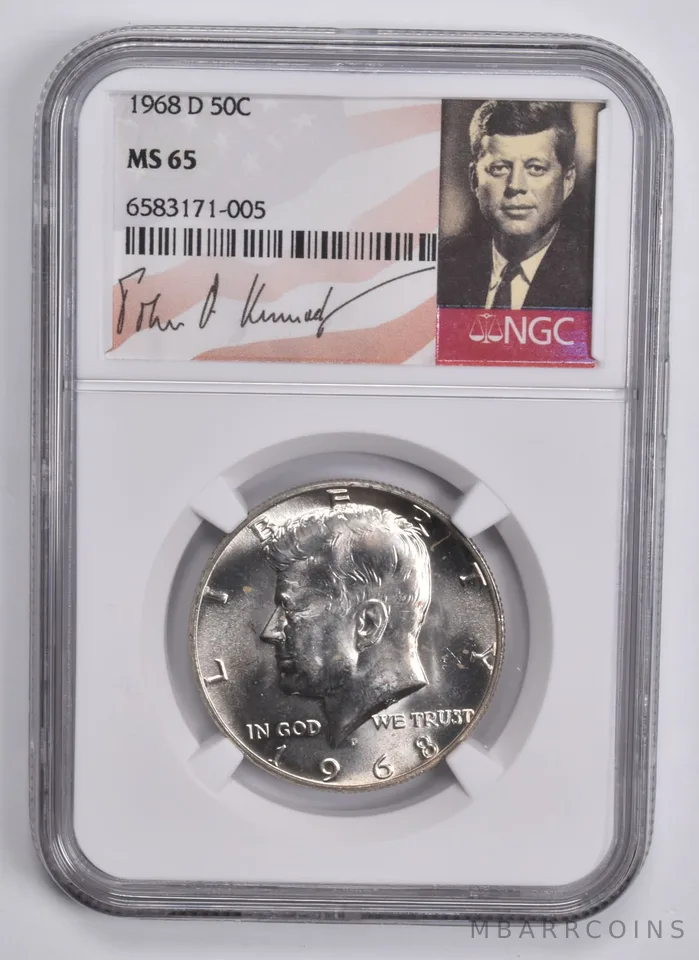 1968-D Kennedy Half Dollar 40% Silver MS65 NGC Special Lbl