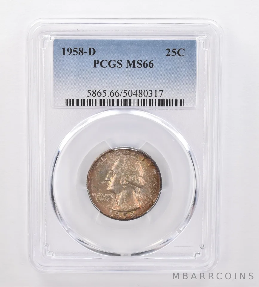 1958-D Washington Quarter MS66 PCGS Beautiful Tone *0077