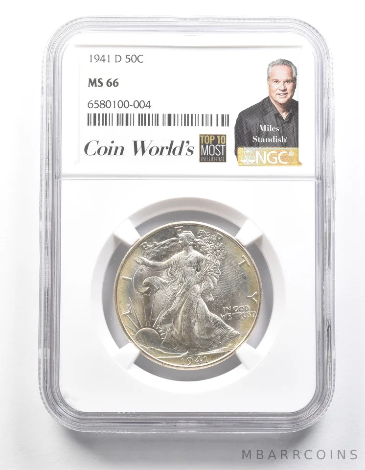 1941-D Walking Liberty Half Dollar Miles Standish MS66 NGC *1412