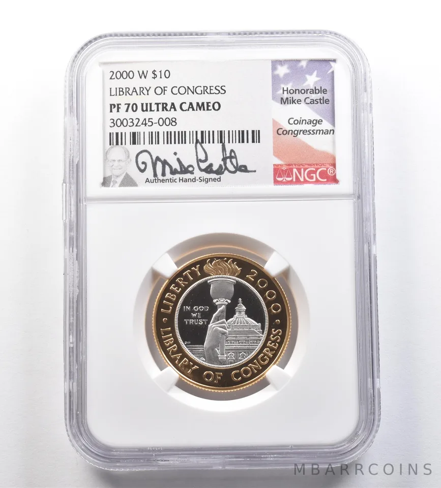 2000-W $10 Library of Congress Bimetallic Commemorative PF70 NGC Castle *2562