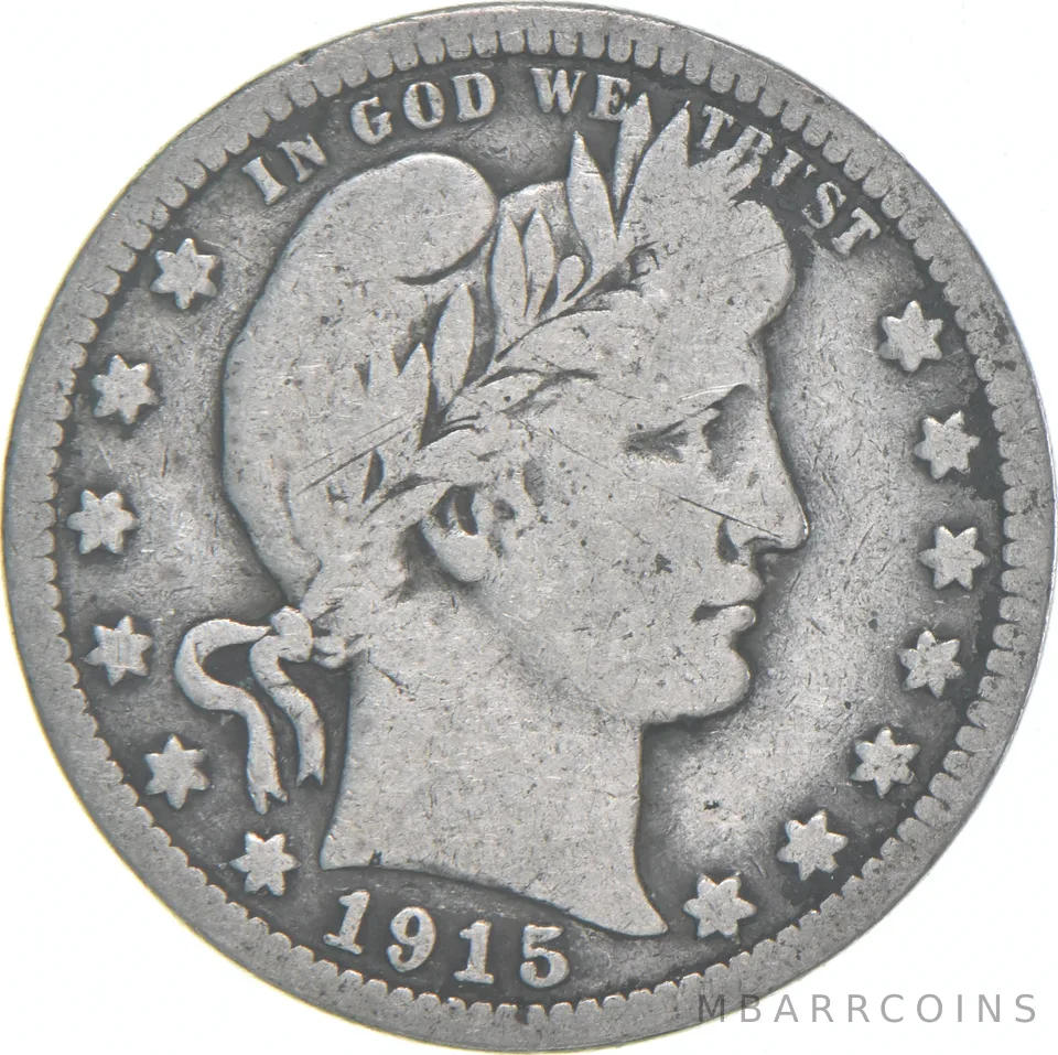 1915-D Barber Quarter Average Circ