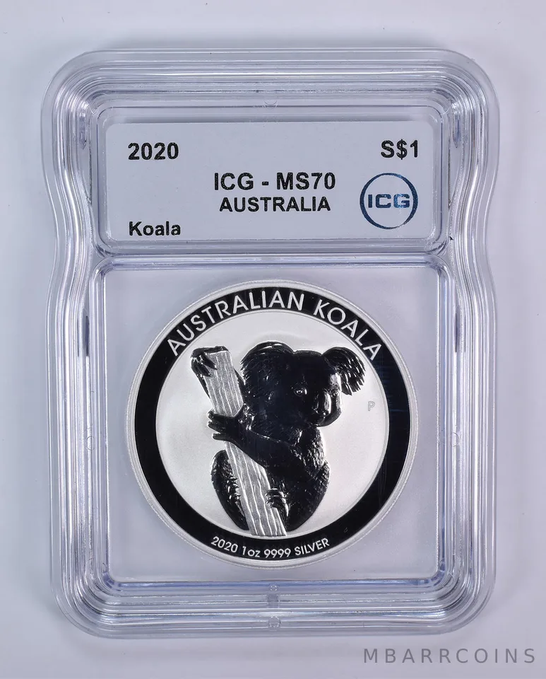 2020 P Australia 1 Dollar Silver Koala 1 Oz Silver MS70 ICG