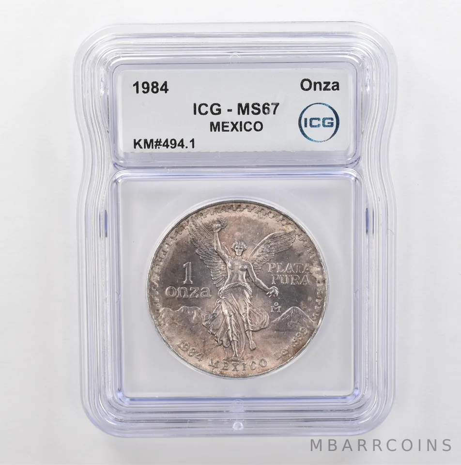 1984 Mo Mexico 1 Onza Silver Libertad KM#494.1 MS67 ICG Beautiful Tone *5344