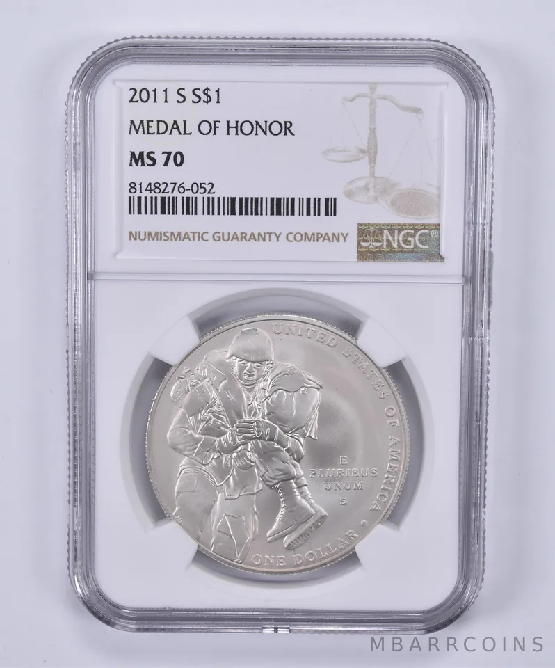 2011-S Medal Of Honor Commemorative Dollar MS70 NGC Brown Label