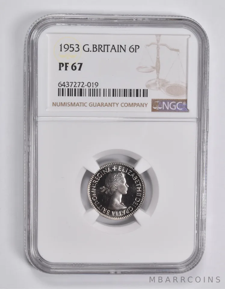 PF67 1953 Great Britain 6 Pence NGC Queen Elizabeth Coronation *3642