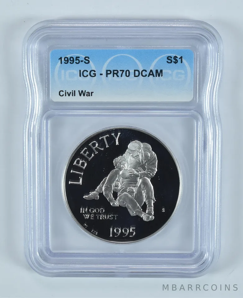 1995-S Civil War Commemorative Silver Dollar PR70 DCAM ICG
