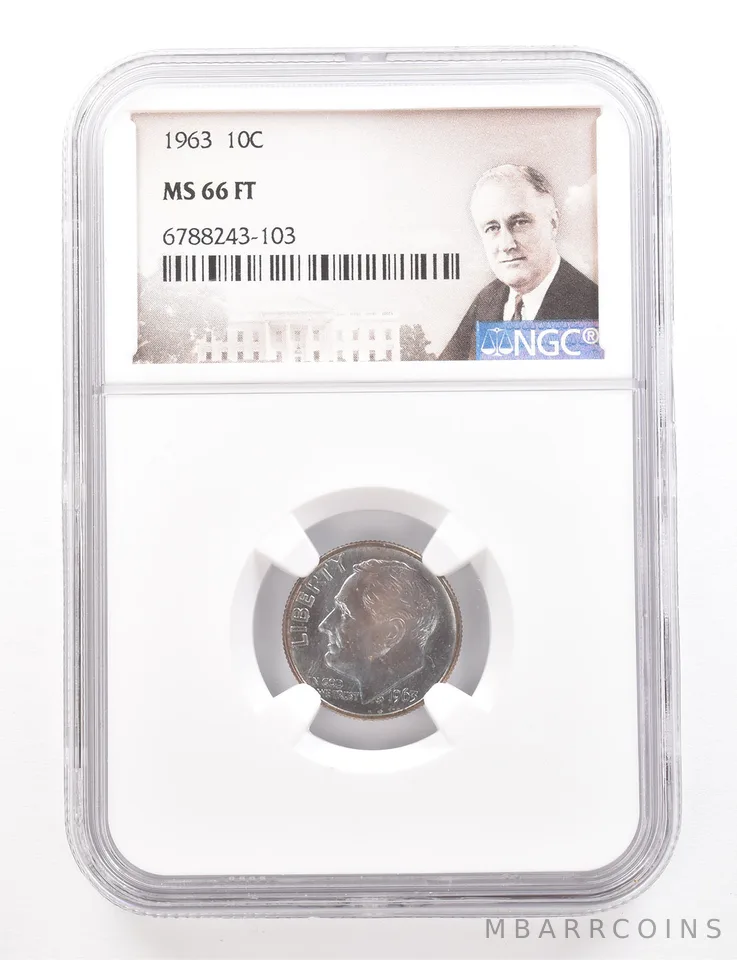 1963 Roosevelt Dime MS66 FT NGC Beautiful Tone *3413