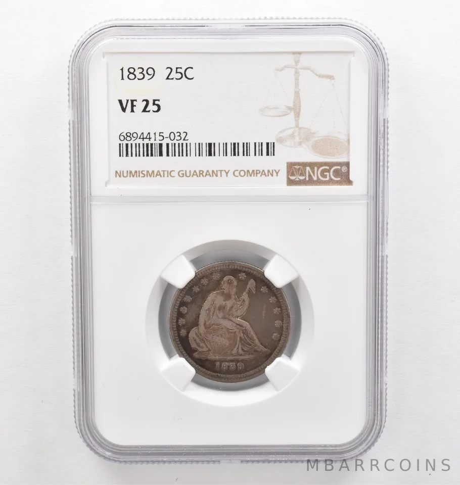 1839 Seated Liberty Quarter VF25 NGC Beautiful Tone *0290