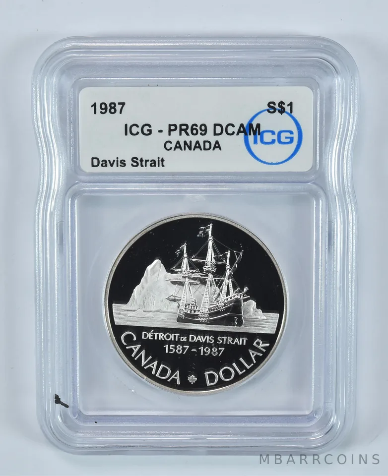 1987 Canada Silver Dollar Davis Strait PR69 DCAM ICG
