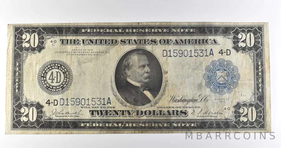 1914 $20 Cleveland OH FRN Large Note Blue Seal *3655