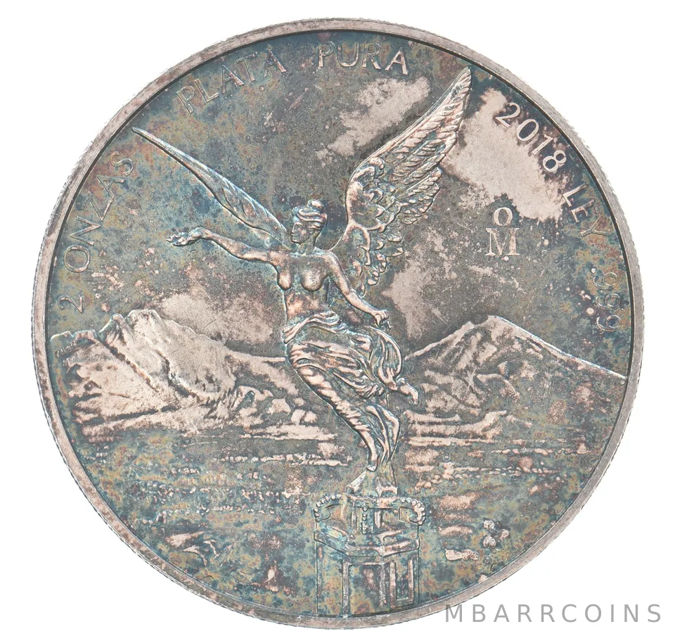 2018 Mo Mexico 2 Onza Silver Libertad Beautiful Tone *4283
