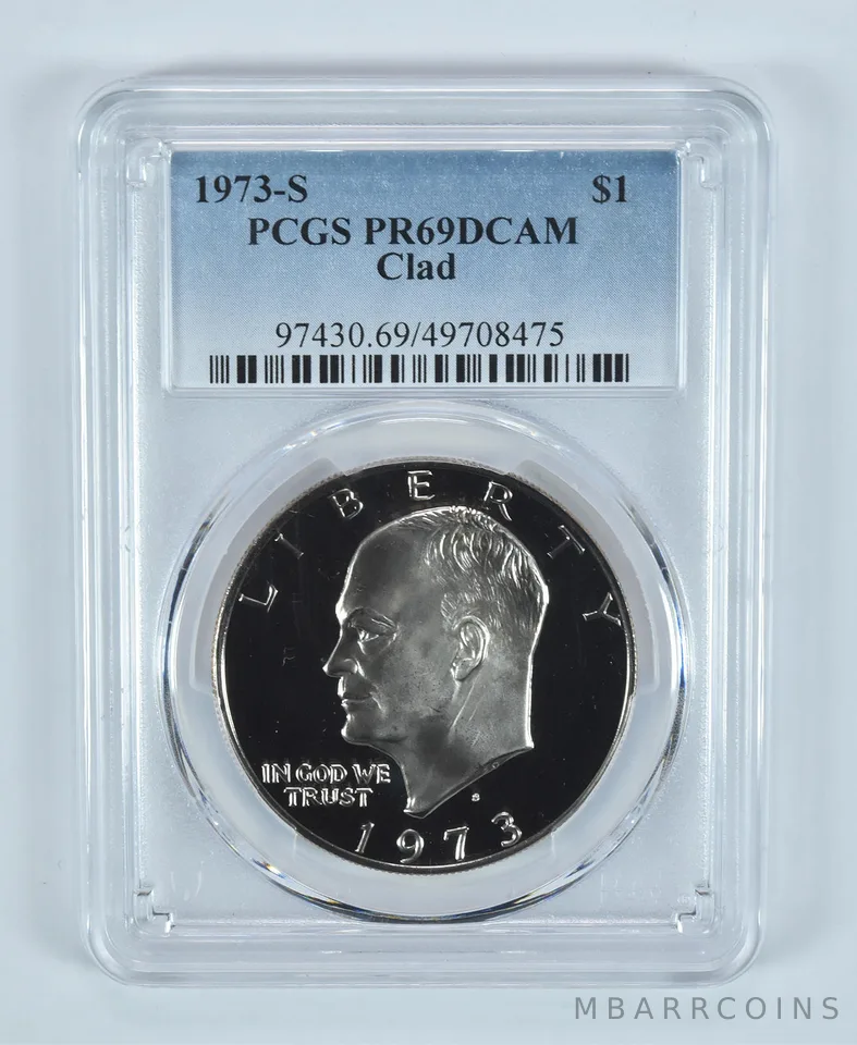 1973-S Eisenhower $1 Clad PR69 DCAM PCGS Blue Label