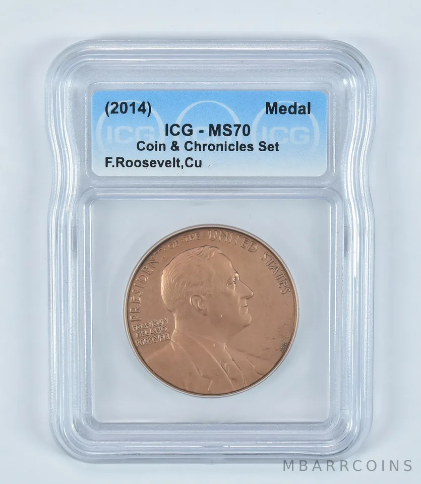 (2014) Franklin Roosevelt Coin & Chronicles Set Bronze Medal MS70 ICG