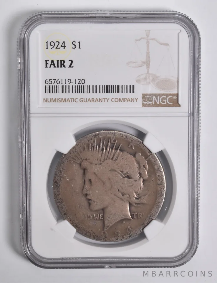 FAIR 2 1924 Peace Silver Dollar NGC Low Ball Lowball Pocket Piece a4669