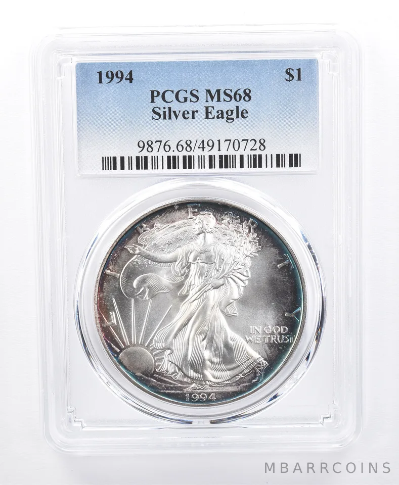 1994 American Silver Eagle MS68 PCGS Peripheral Tone *8635