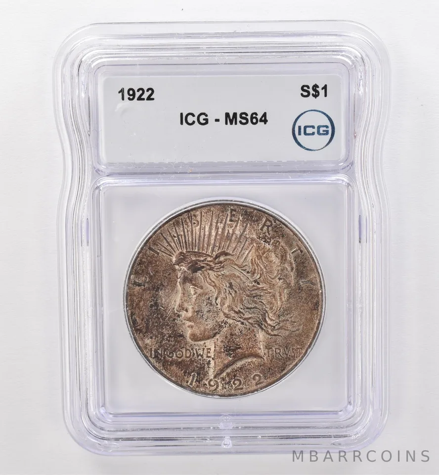 1922 Peace Silver Dollar MS64 ICG Beautiful Tone *9511