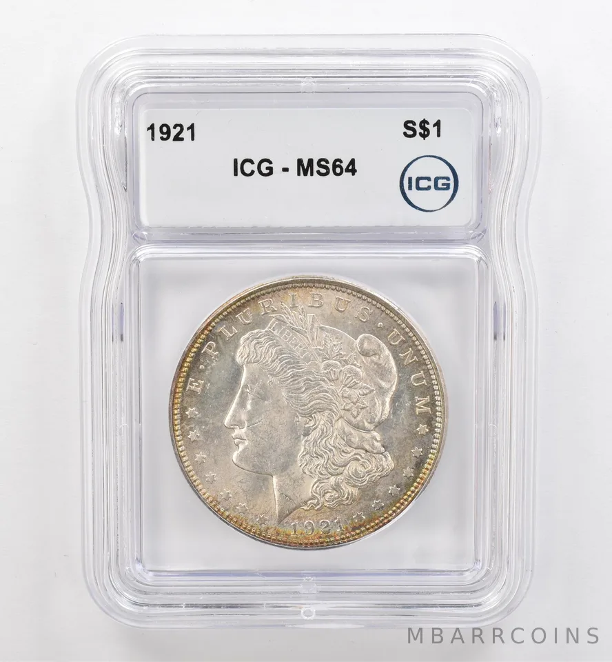 1921 Morgan Silver Dollar MS64 ICG Beautiful Tone Reverse *9128
