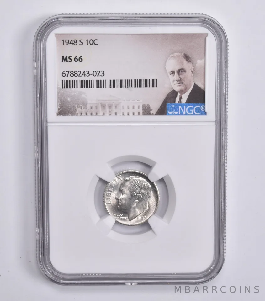 1948-S Roosevelt Dime 10c MS66 NGC Special Lbl