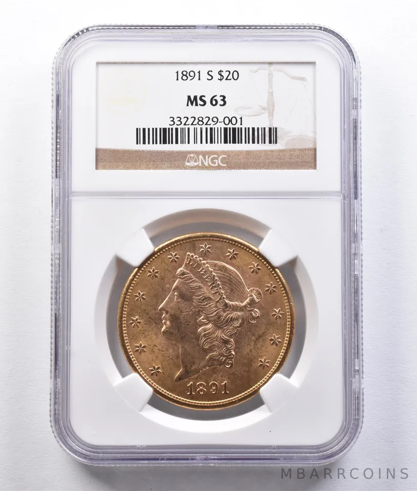 1891-S $20 Liberty Head Gold Double Eagle MS63 NGC *2921