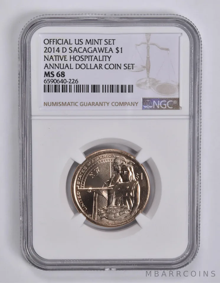 2014-D Sacagawea $1 Annual Dollar Native Hospitality MS68 NGC Brown Lbl
