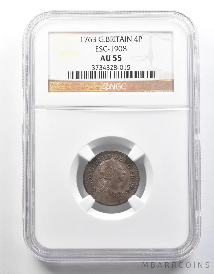 1763 Great Britain 4 Pence ESC-1908 AU55 NGC a4023