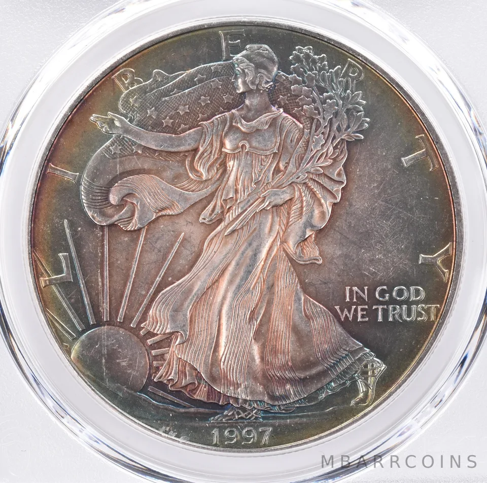 1997 American Silver Eagle MS67 PCGS Beautiful Tone *1362