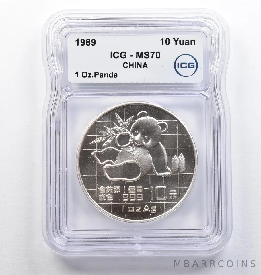 1989 China 10 Yuan Silver Panda 1 Oz Silver MS70 ICG *9375