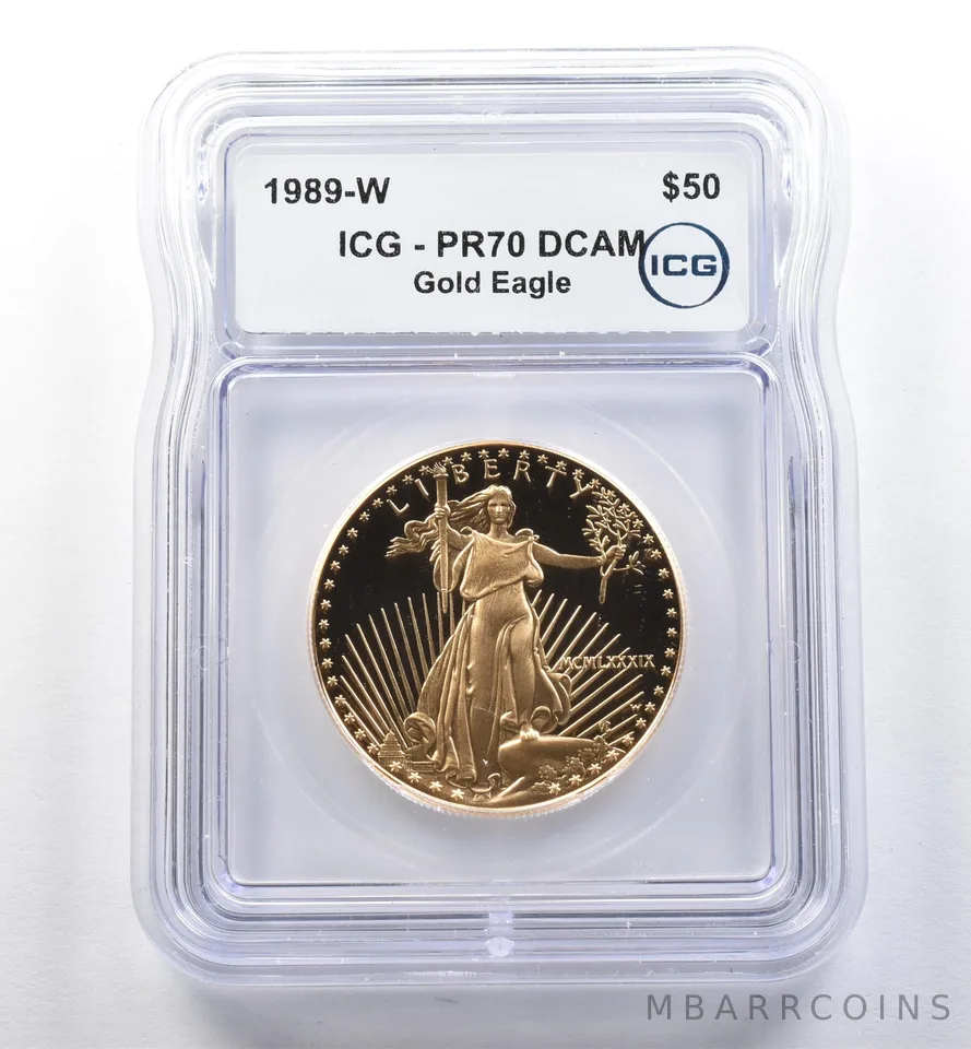 1989-W $50 American Gold Eagle 1 Oz Gold PR70 DCAM ICG