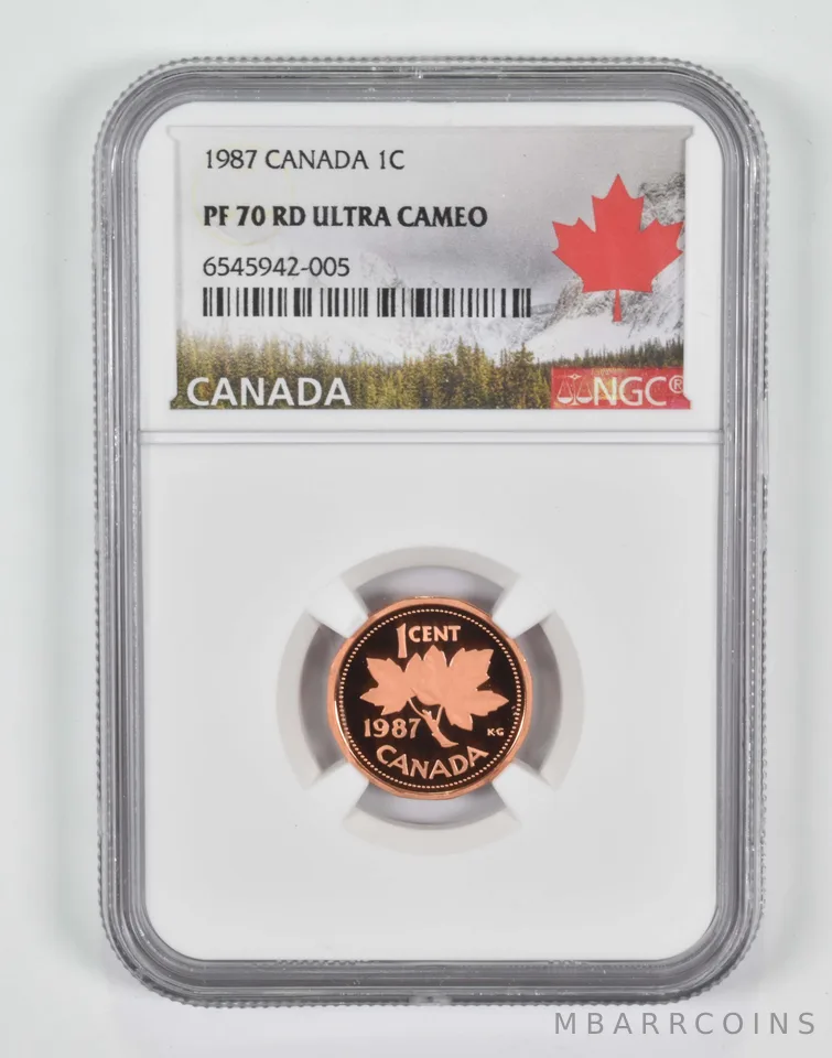 1987 PF70 RD Canadian 1C Cent Penny NGC Canada Lbl