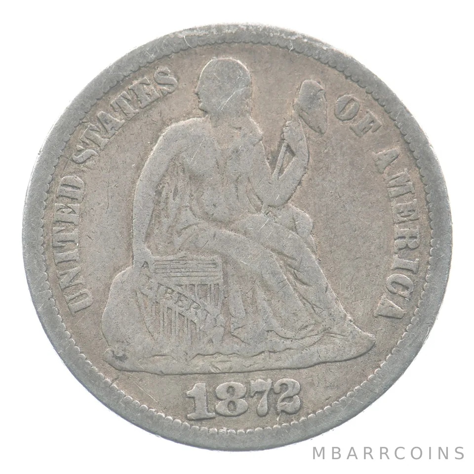 1872 Seated Liberty Dime *1629