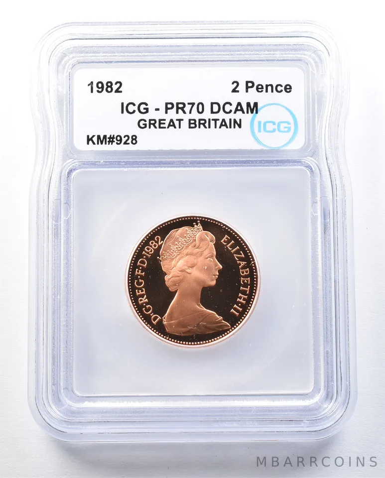 1982 Great Britain 2 Pence KM#928 PR70 DCAM ICG *8962