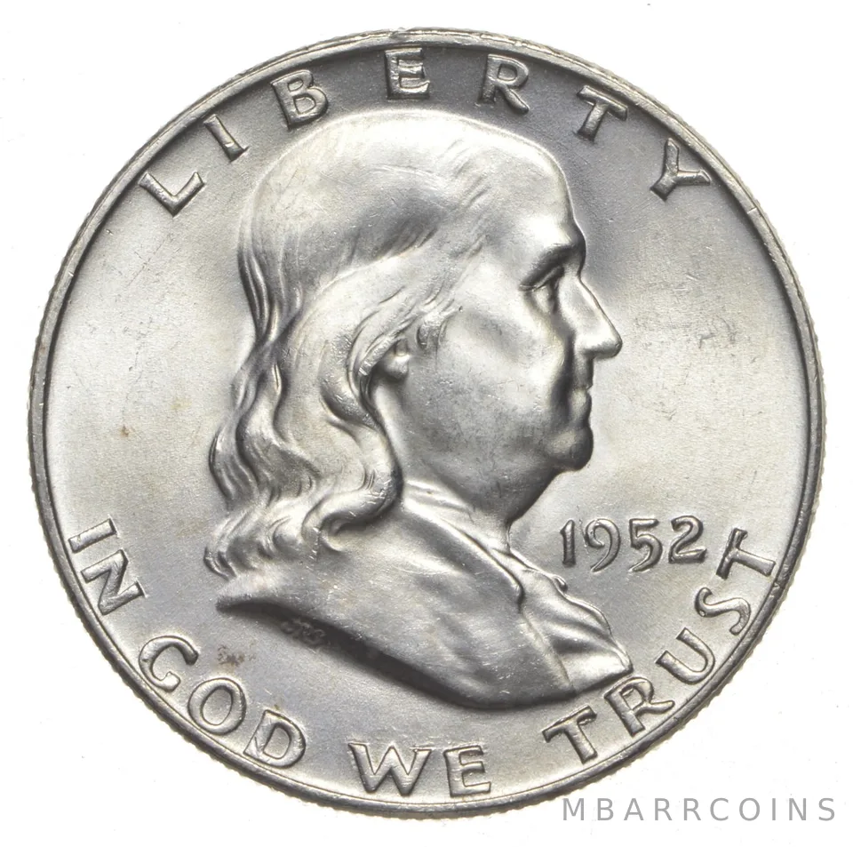 Choice Unc 1952-P Franklin Half Dollar Gem BU From Original Roll