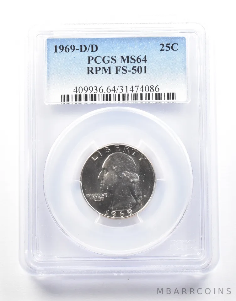 1969-D/D Washington Quarter RPM FS-501 MS64 PCGS *2142