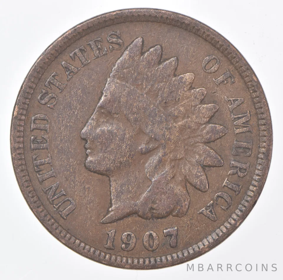 1907 Indian Head Cent AC Average Circ