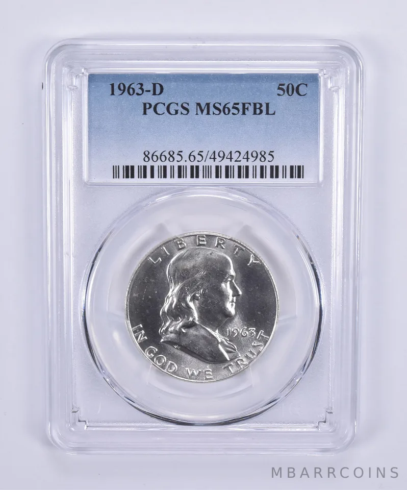 1963-D Franklin Half Dollar MS65 FBL PCGS Blue Label