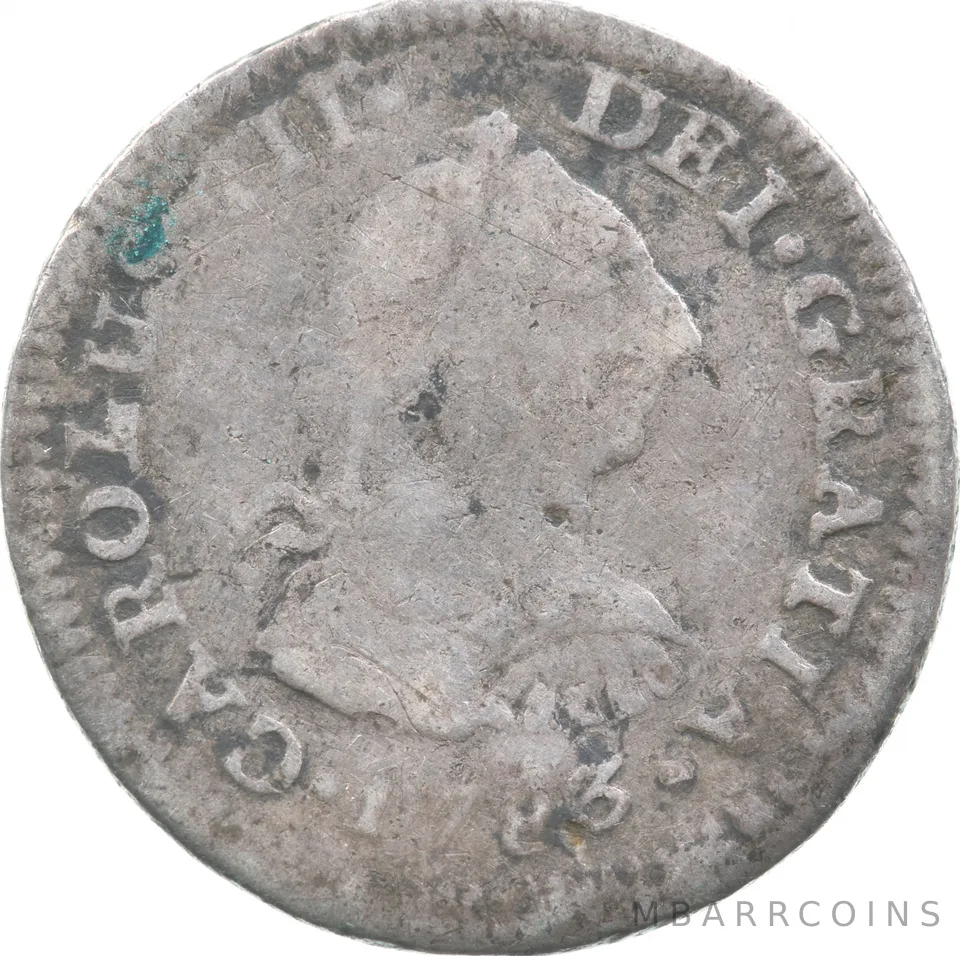 1783 Mo/FF Mexico 1/2 Real Shipwreck Coin 1.5g a9584