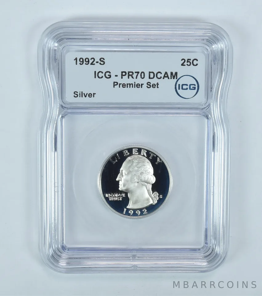1992-S Washington Quarter Silver Premier Set PR70 DCAM ICG
