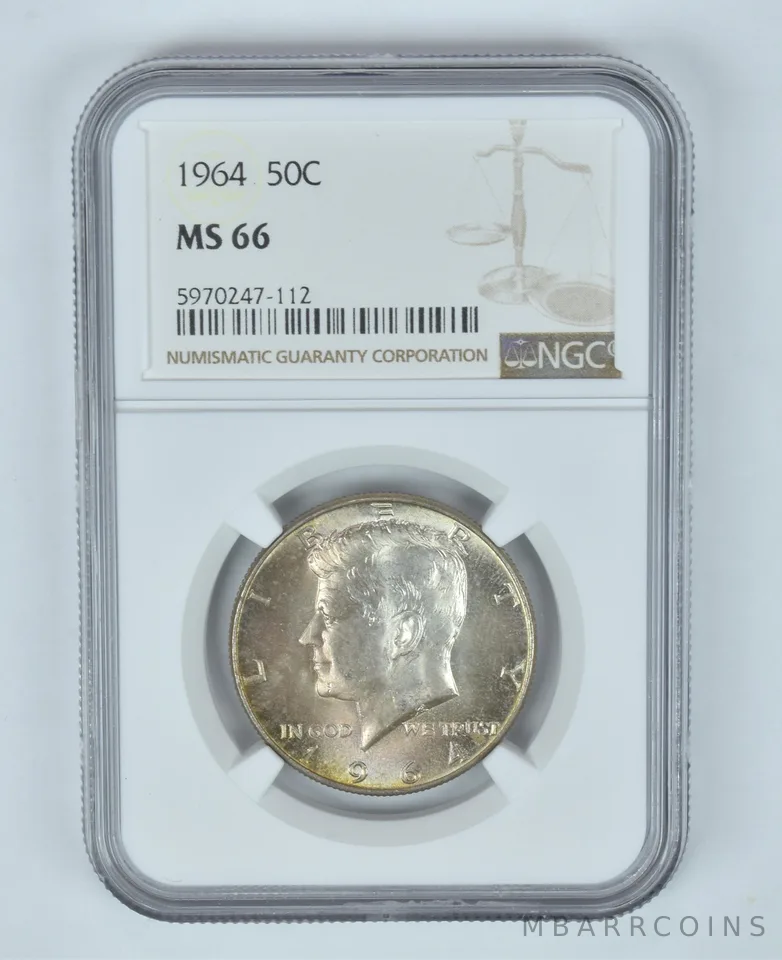 MS66 1964 Kennedy Half Dollar - Graded NGC Toned! a9069