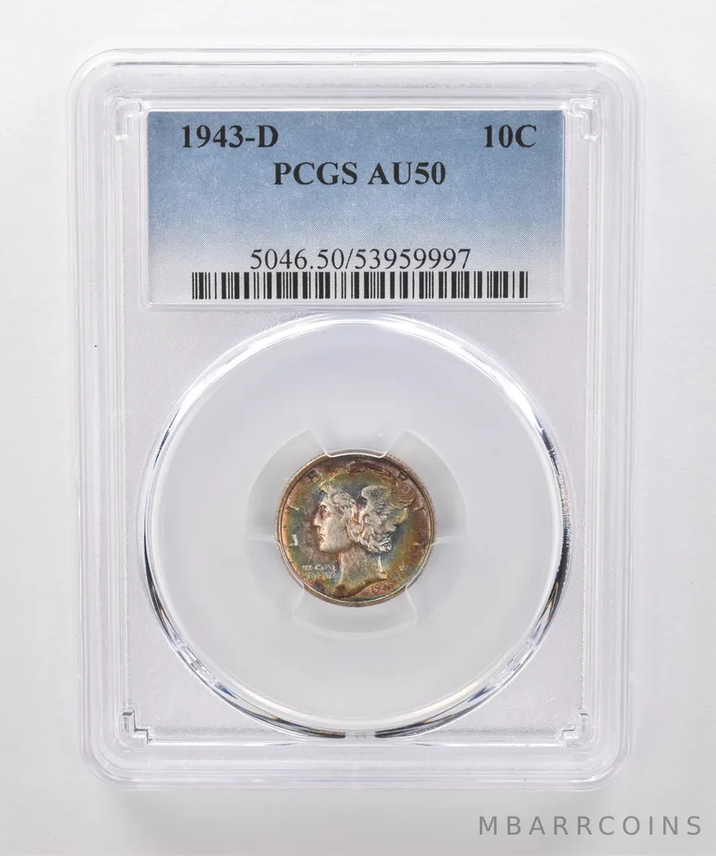 1943-D Mercury Dime AU50 PCGS Beautiful Tone *1837