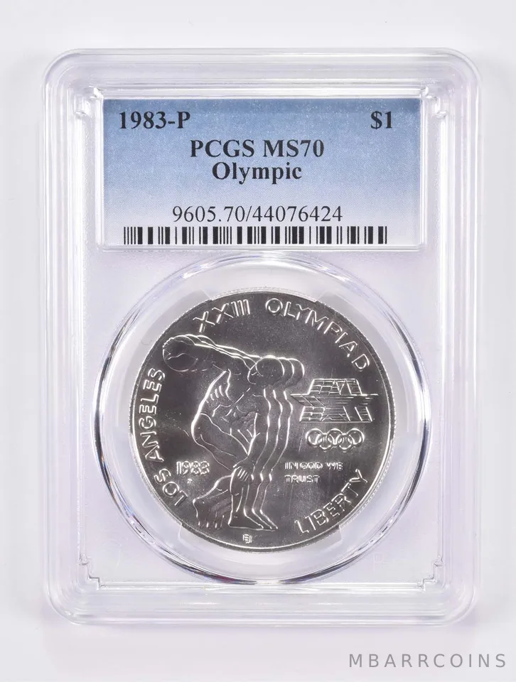1983-P Olympic Discus Commemorative Silver Dollar MS70 PCGS